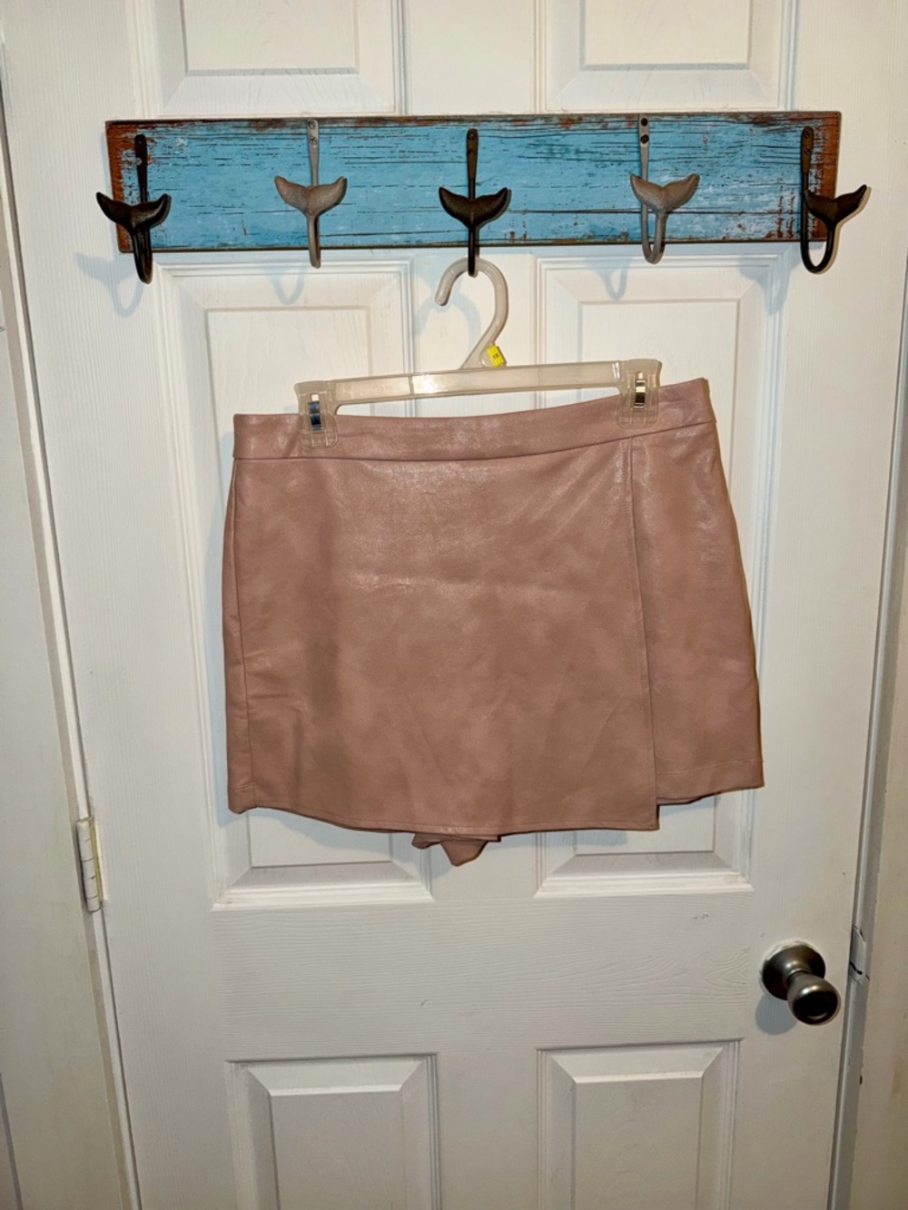 iris Blush Faux Leather Mini Skort